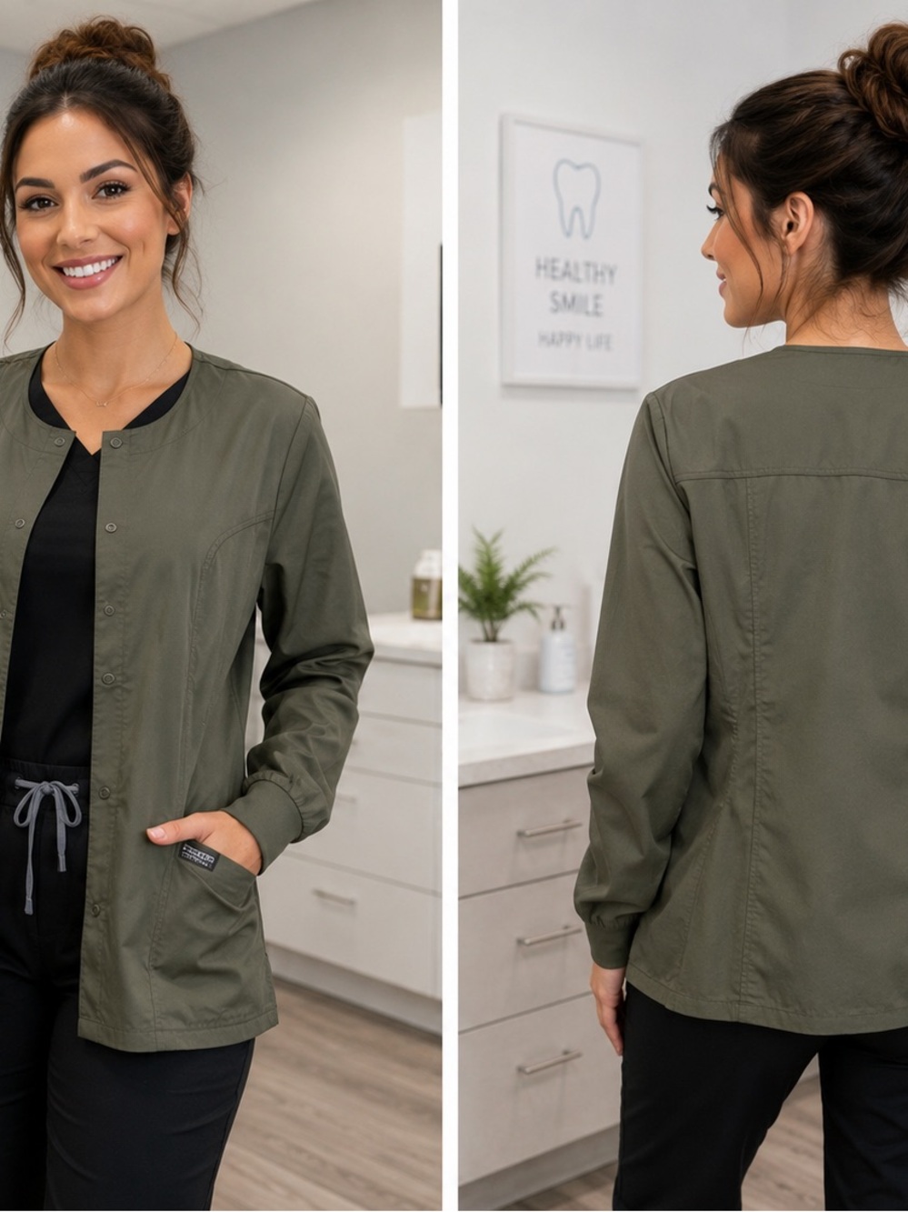 Classic Olive Green Women's  Scrub Workwear Jacket